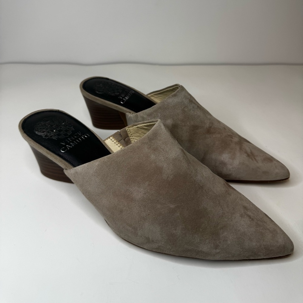 Vince Camuto Hayden Leather Suade Slip on Mules Sz 7.5